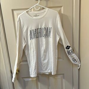 Reflective American Eagle White Long Sleeve Shirt
